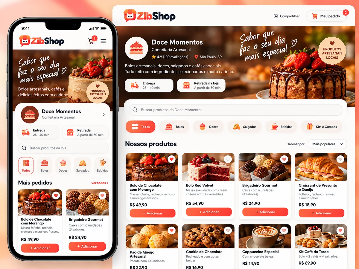 Exemplo de catálogo online criado na ZibShop