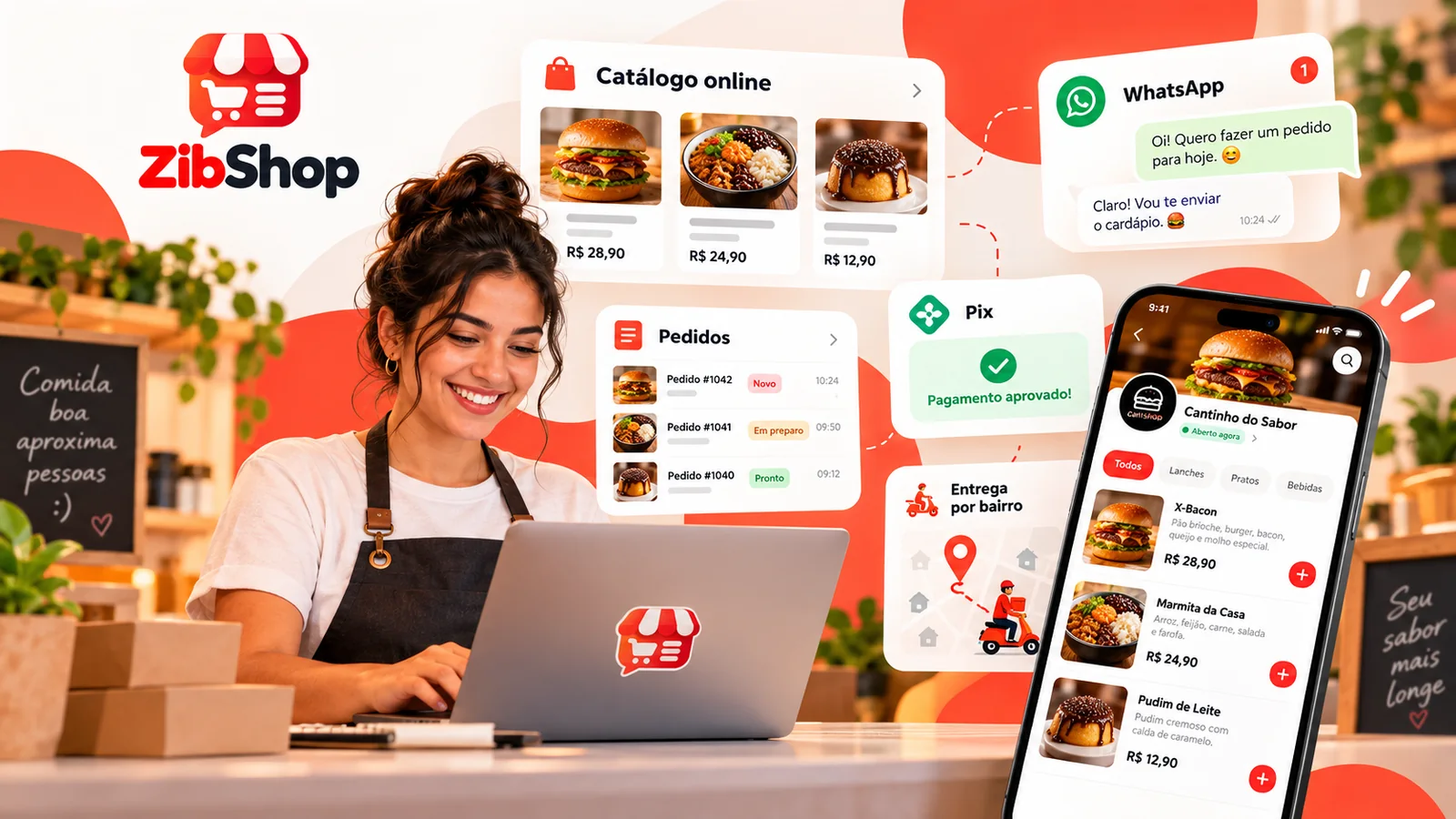 ZibShop com catálogo online, pedidos, Pix, WhatsApp e entrega