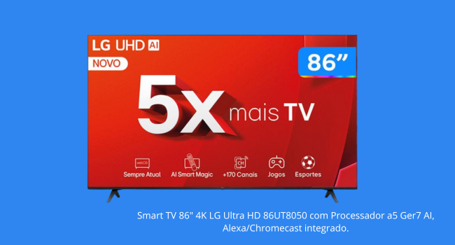 Smart TV 86" 4K LG Ultra HD 86UT8050