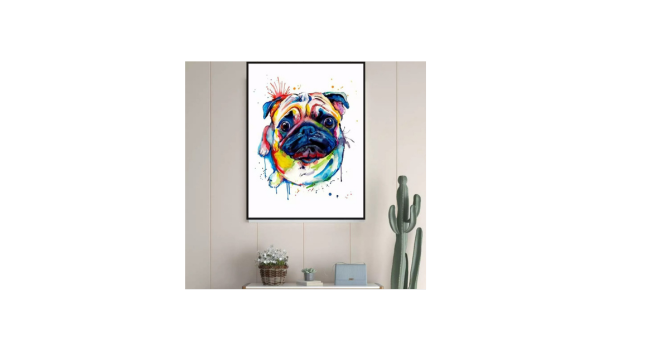 Quadro Pug em Aquarela