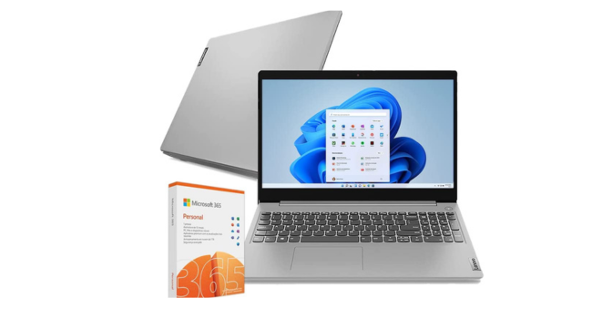 Notebook Lenovo IdeaPad 3i Celeron 4GB 128GB SSD + Microsoft 365 Personal - Windows 11 15.6' 82BU000
